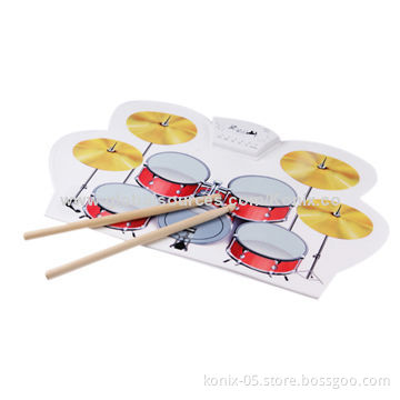 USB Roll-up Drum Kit, Supports MP3 Input, Loudspeaker, Headphones and Rock, with Existing Music